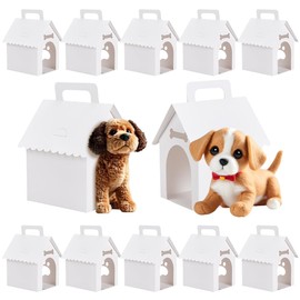 BENECREAT - Paquete de 30 cajas de recuerdos de casa de perro, kit de recuerdos de fiesta de cachorros de 3.9 x 4.7 x 7 pulgadas, con ventanas de impresión de patas, cajas de papel blanco para