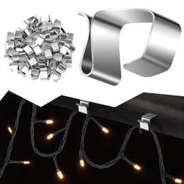 LIBRNTY Gutter Hooks for Christmas Lighting, S-Clip Hooks, Christmas Light Gutter Hangers, Seasonal Lighting Hooks for Outdoor Use, for Christmas Lighting, Kitchen, Garden (Pack of 50)
