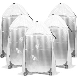 Aoketo 32 x 44 inches Extra Large Clear Drawstring Plastic Storage Bags, Multi-Purpose for Storage and Household Organizing Reusable Bags, Perfect for DustProof, MoistureProof (5 Pack, 4.72 Mil, Flat)