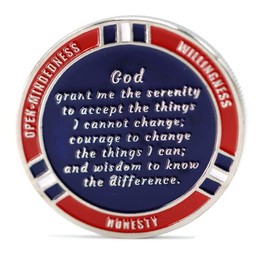 MyRecoveryStore Red and Blue Patriotic Yearly AA Medallion Large Sized w/Coin Capsule Red and Blue Alcoholics Anonymous AA Chip 1-50 Years (Year 21)