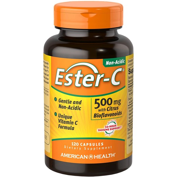 American Health Ester-C with Citrus Bioflavonoids Capsules - Gentle On Stomach, Non-Acidic Vitamin C - 500 mg, 120 Count, 60 Servings