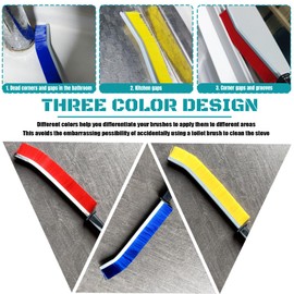 Crevice Cleaning Brush, Bathroom Tile Groove Gap Cleaning Brush,Premium Crevice Cleaning Tool Aluminum Support with 15° Angle,Home Kitchen Groove Gap Window Door (3PCS)