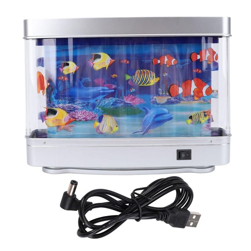 Mini Aquarium Lifelike Artificial Aquarium with LED Night Light for