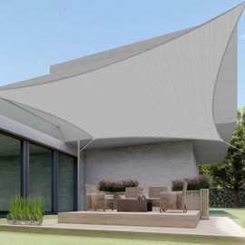 ECOOPTS 8'x8' HDPE Sun Shade Sail Rectangle Canopy Shades for Outdoor Patio Pergola Cover Blockage 95% UV Resistant(Gray)