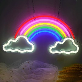 SMOORITA Neon Sign Light, Neon Rainbow Light for Kids USB Powered Rainbows LED Signs for Bedroom, Neon Sign for Wall Decor, Colorful Rainbow Cloud LED Sign, Party, Night Light, Gift
