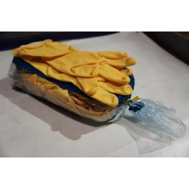 MARIGOLD 12 Pair Marigold G12Y Natural Rubber Latex Gloves 8 1/2 (Large). Flock lined