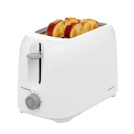 OVENTE Electric 2 Slice Toaster Machine with 6-Shade Browning Selector Setting, Compact Design and Removable Crumb Tray, 700W Power Perfect for Toasting Bread, Thin Bagels and Waffles, White TP2210WGY