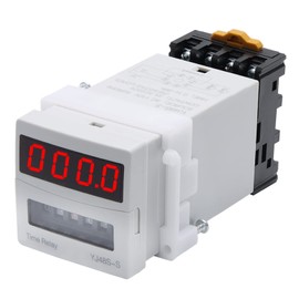 APIELE 110V AC Timer Relay Digital Display 0.1S-99H Delay Time Relay 8 Pin with Base Socket DIN Rail Mount YJ48S-S
