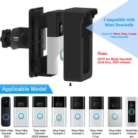 Anti-Theft Blink Doorbell Mount, Angle Adjustable Mount Kit (up to 110 Degrees Tilt) for Blink Video Doorbell 1st Gen (NOT for 2nd Gen), No-Drill Mounting Bracket Cover for Most Video Doorbells