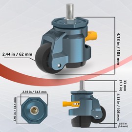 Leveling Stem Casters,Chaxtr Heavy Duty with Ratchet Handle, 1/2" and M12 Screw Size Retractable Caster Wheels,Adjustable Casters for Workbench, Machine, Equipment, Total Capacity 3300 Lbs(4pack)
