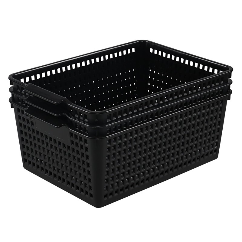 Guankan Kitchen Storage Basket Bin Set of 3, Plastic Organizer
