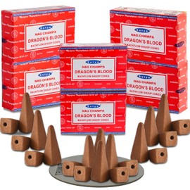 Dragon's Blood Backflow Incense Cones for Waterfall Aromatic Smoke Fountain Haze Falls and Mat Bundle - Pack of 6
