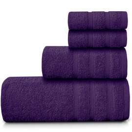Casabella Luxury 100% Egyptian Cotton Towel Bale - 8 Pieces - 550 Gsm Xlarge Sizes_Purple_4 Pieces Set