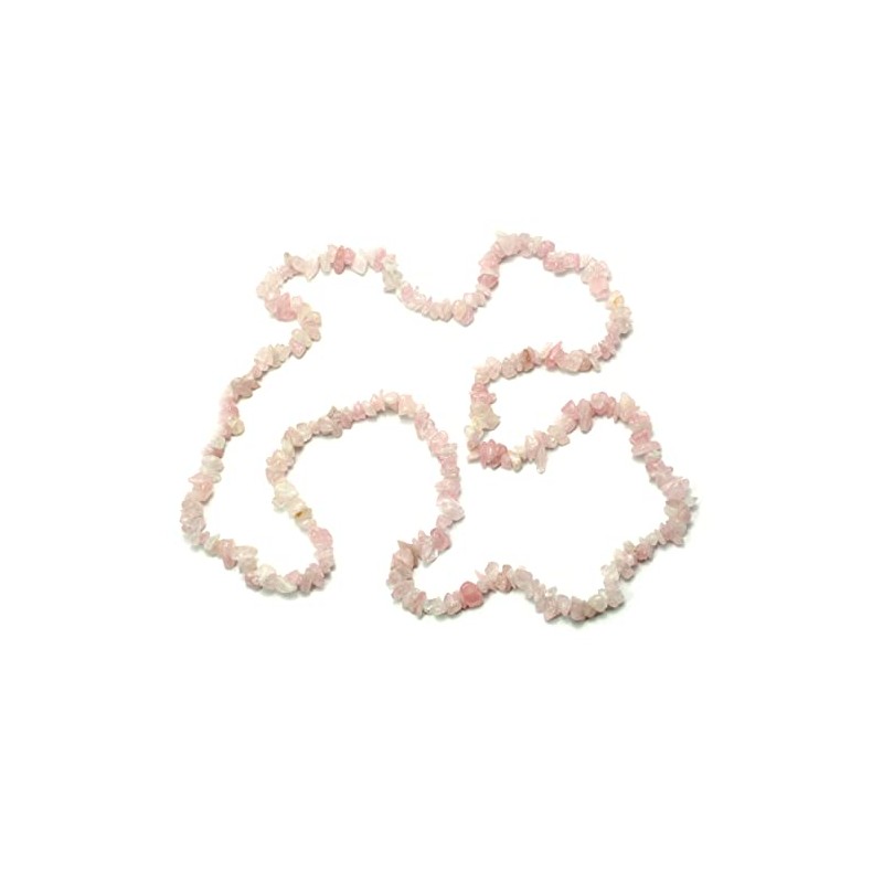 Rose Quartz Gemstone Chip Necklace ~ 35"