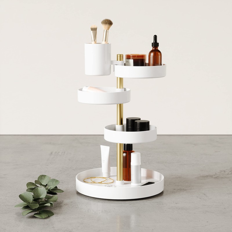 Umbra Pirouette Cosmetic Organizer, White/Brass