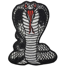 Fanged Cobra Snake Serpent Attack Striking patch biker heavy metal Horror Punk Emo Rock DIY Logo Jacket Vest shirt hat blanket backpack T shirt Embroidered Appliques Symbol Badge Cloth Sign Costume