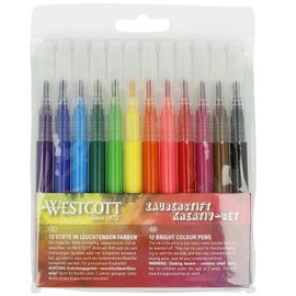 Westcott Airbrush Set Refill Pack Felt Pens | 12 Pens in Bright Colours for Children Airbrush Set | Water Soluble & Easy to Wipe Clean | Airbrush Fun for Painting & Drawing | E-16801 00