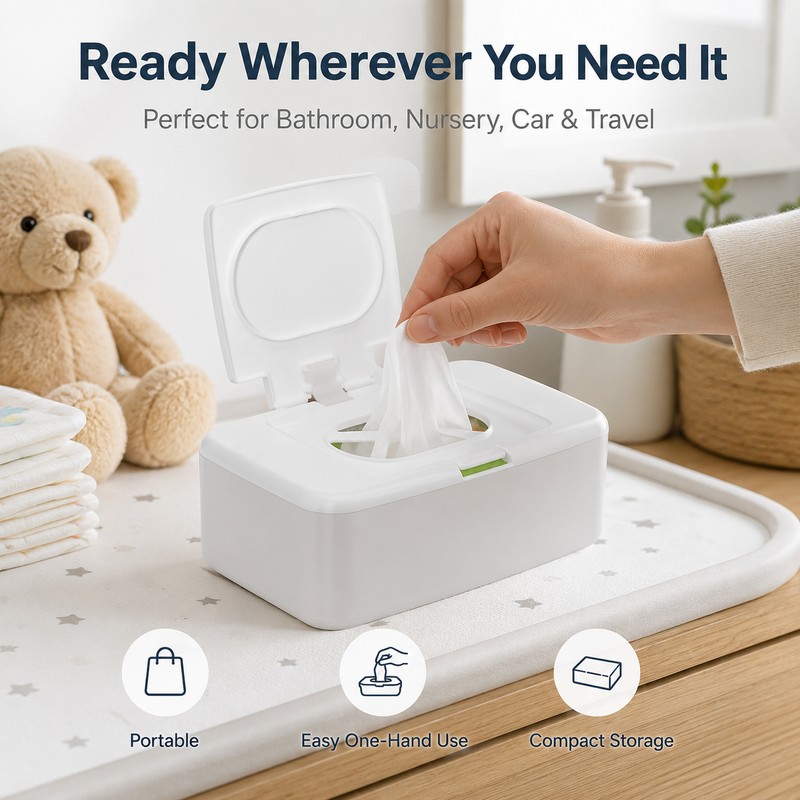 Portable Wet Wipes Dispenser for Home Organization – Refillable Plastic