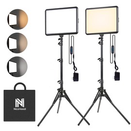 2-Pack Photography Lighting Kit, NiceVeedi 22W LED Video Light Kit, 2900-7000K Studio Light with Tripod Stand, 73" Stream Light for Video Recording
