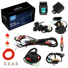 EOPOAYI Electric Wiring Harness Kit Compatible with Taotao Coolster 110cc 125cc Chinese ATV Quad 4 Wheeler 4-Stroke Parts with Starter Solenoid Relay Ignition Coil Voltage Regulator CDI Box Spark Plug