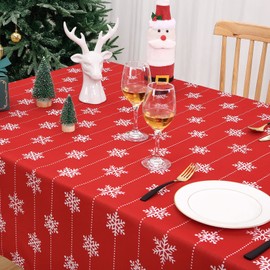 Hapterouse Christmas Tablecloth Wipe Clean Table Cloth Water Resistant Table Cover Rectangular Large Christmas Tablecloths Xmas Decorations Table Cover for Holiday Season,54x79''