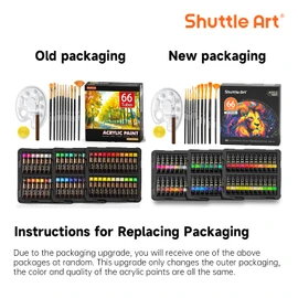 82 Pack Acrylic Paint Set, Shuttle Art 66 Colors Acrylic Paint with 10 Brushes, 22ml/0.74oz Tubes, Vibrant Colors, Artist Painting Supplies for Kids, Adults Painting & Crafting on Canvas, Wood Ceramic