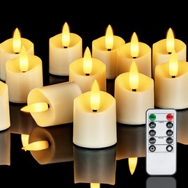 Homemory 12Pack 400+ Hour Remote Control Candles, 2/4/6/8H Timer LED Votive Candles, Battery Operated Tea Lights in Warm White for Outdoor, Table, Wedding, Christmas (Ivory, Batteries Included)