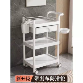 Wagon 왜건 뷰티카트 피부샵 이동식 트레이 왁싱 다용도 [화이트 3단 (서랍+물받이)] Wagon Beauty Cart Skin Shop Mobile Tray Waxing Multi-Purpose [White 3-Tier (Drawer + Drip Tray)]