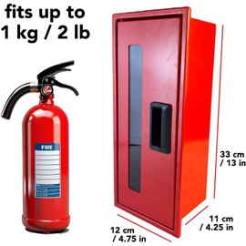 Fire Extinguisher Cabinet Small Size 14 inches up to 5lb | Mounted Weaterproof Box | Fire Extinguishers Wall Box Red | Visible Fire Safety Cabinet | Emergency Extinguisher Storage | Anti-Rust