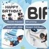 Policeman Happy Birthday Backdrop Banner Cartoon Police Catch Thief Theme