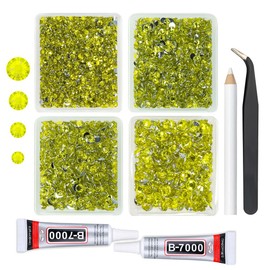 qiipii Lemon Yellow Crystal Resin Rhinestones w B7000 Jewelry Glue for Bedazzling Crafting Flatback Stones 3mm 4mm 5mm 6mm Diamonds Crystals Gems for Nails Face Eyes Makeup Tumblers DIY Crafts Decor