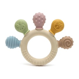 uunida baby Mordedera para Bebe de Silicona Libre de BPA - Juguetes para Bebe de 0 a 6 Meses para Aliviar el Dolor de Denticion (Beige sin Madera)