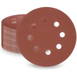 LESNIC 120 Grit Sanding Discs 50 pcs, 125mm Sanding Sheets 5in 8 Holes Pads Hook and Loop for Orbit Orbital Sander and All Oscillating Tools
