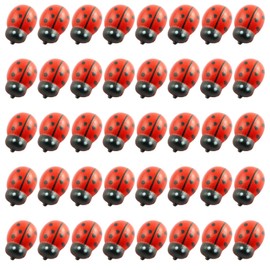 Tegg Wooden Ladybug Sticker 100PCS 3D Tiny Red Ladybird Flatback Self Adhesive Embellishment for Card Scrapbooking DIY Decoration
