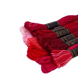 UMC STAG 12 Pieces | Premium Embroidery Thread | 100% Egyptian Cotton Premium Skeins | Cross Stitch Embroidery Floss | Oeko TEX Certified Stranded Cotton (Red Tones)