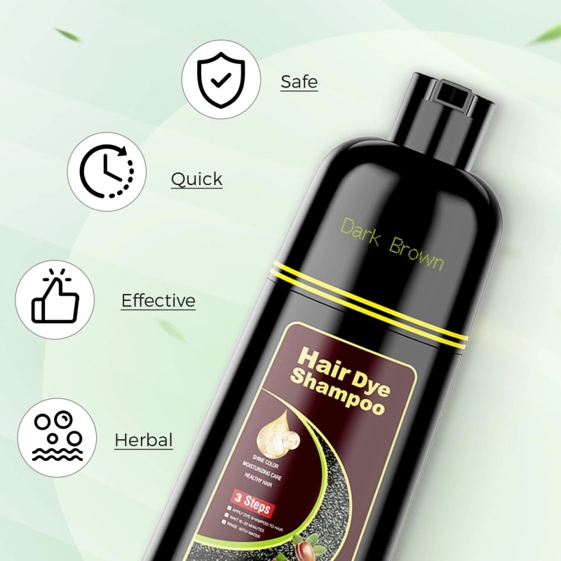 KAISASA Dark Brown Hair Dye Shampoo 3 in 1Argan Herbal