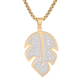 YAYAKO Dainty 18K Gold Necklace for Women Girls Rhinestone Fashion Jewellery Stainless Steel Chain Pendant Necklace Gifts, Stainless Steel, No Gemstone