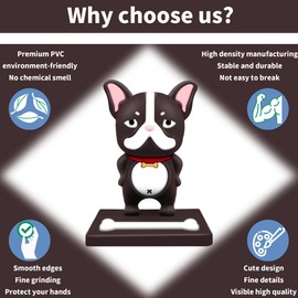 TACOMEGE Kawaii Puppy Dog Desktop Holder, Adorable Bulldog Bracke, Cute Cartoon Animal Cell Phone Stand for Desk, Compatible with All Smartphones (Coffee)