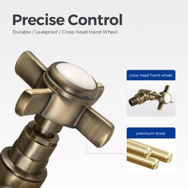 VANCOCO 1/2"×15mm Antique Brass Traditional Radiator Valve Angled (Pair) - Traditional Radiator Valves with Cross Handwheel Suitable for Heated Towel Rails or Central Heating Systems