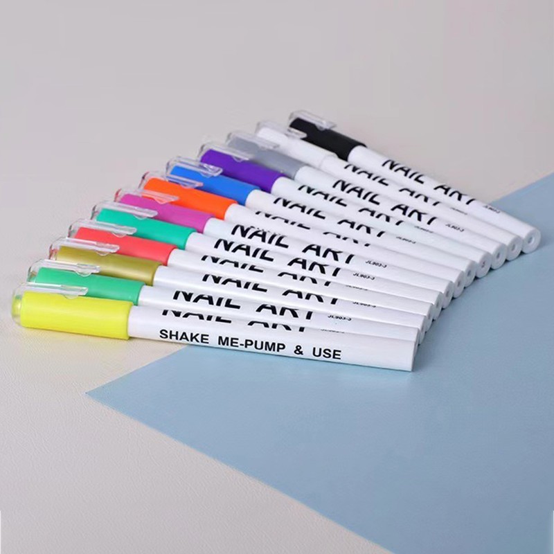 12Pcs Multicolor Manicure Pens 3D Painting Pen Dots Flower Fine