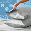 Sunshine Comforts Satin Silk Pillow Cases 2 Pack Grey, Soft,