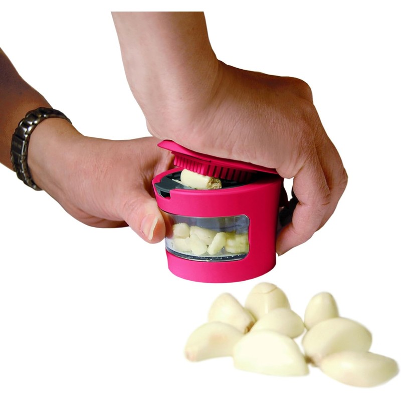 Garlic Perfection Press, Crusher, Mincer, and Storage Container - Easy