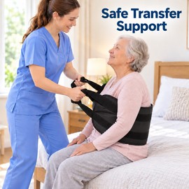 Transfer Assist Sling with Handles for Caregiver-Assisted Bed and Chair Transfers, Back Support Mobility Aid