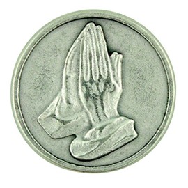 Praying Hands Pocket Token Silver Tone Devotional with Serenity Prayer by Lumen Mundi