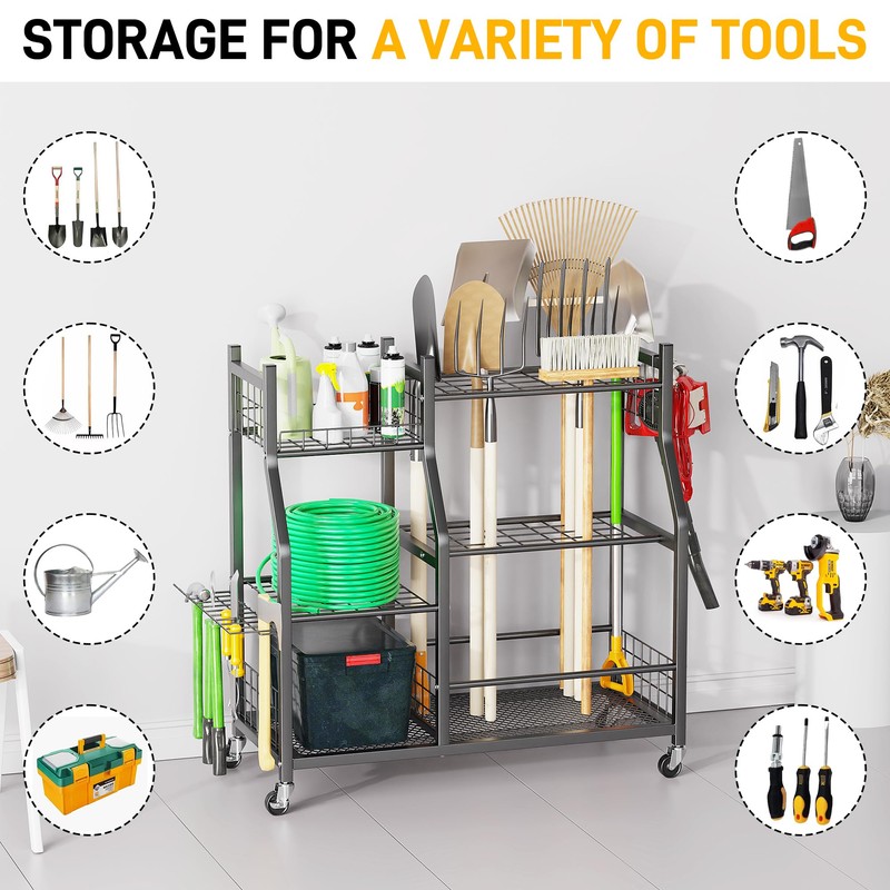 Ultrawall Garden Tool Organizer, Yard Tool Storage Rack for Garage