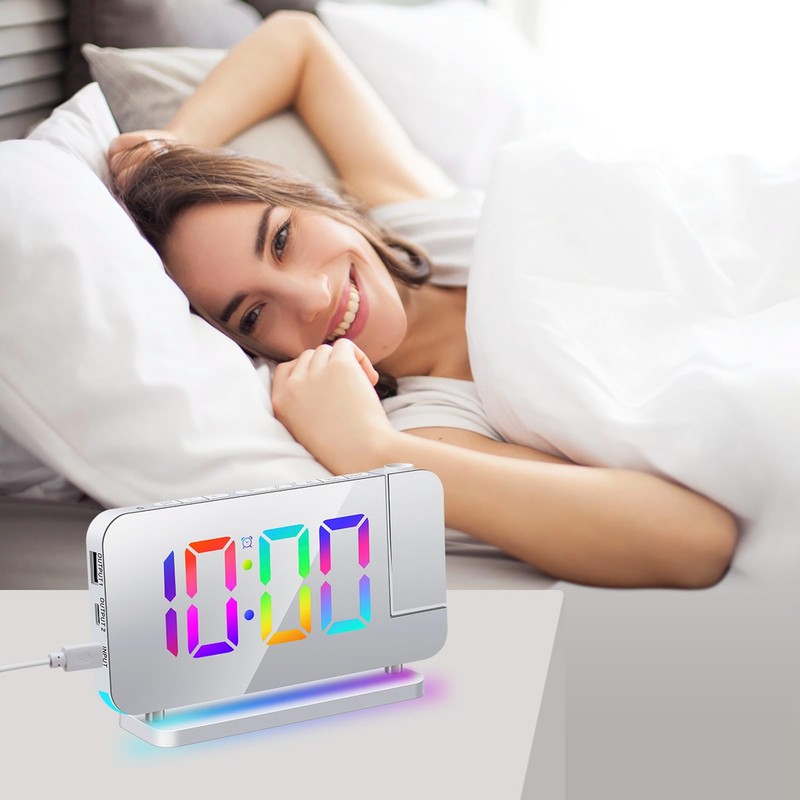 Sonew Projection Alarm Clock, 7 RGB LED Digital Clocks with