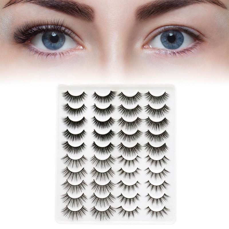 20 Pair Natural Eyelashes Fluffy Cross Fibre 3D False Eyelashes