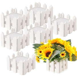 Zhanmai 6 Sets 4 x 4 x 2.8 Inch Fence Decoration Wooden Boxes for Centerpieces, Wooden Farm Fence Box with Removable Foam Blocks for Farm Animal Party Garden Plant Pot Baby Shower Wedding Birthday