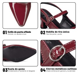 Weide Zapatos De Tacón Delgado Punta De Mujer Moda Elegante Tacón Bajo con Puntera Puntiaguda (MXYL030_Rojo, Adulto, Mujer, 24.0 cm, Medición, Sistema Tallas Calzado JP)