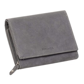 Women's Genuine Leather Wallet with 1 Note Compartment, Double Coin Compartment and 9 Card Slots for Credit Cards, Wallet with RFID, Wallet in Grey, Purse Approx. 13 x 10.5 cm, gray